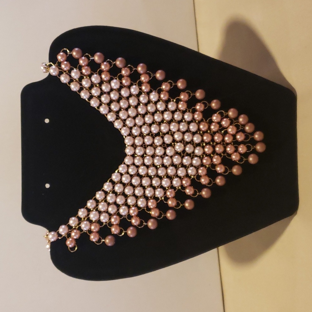 Mauve and Pale Pink Bib Necklace